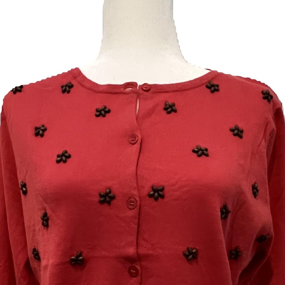 GARNET HILL | Cardigan with Wooden Beads